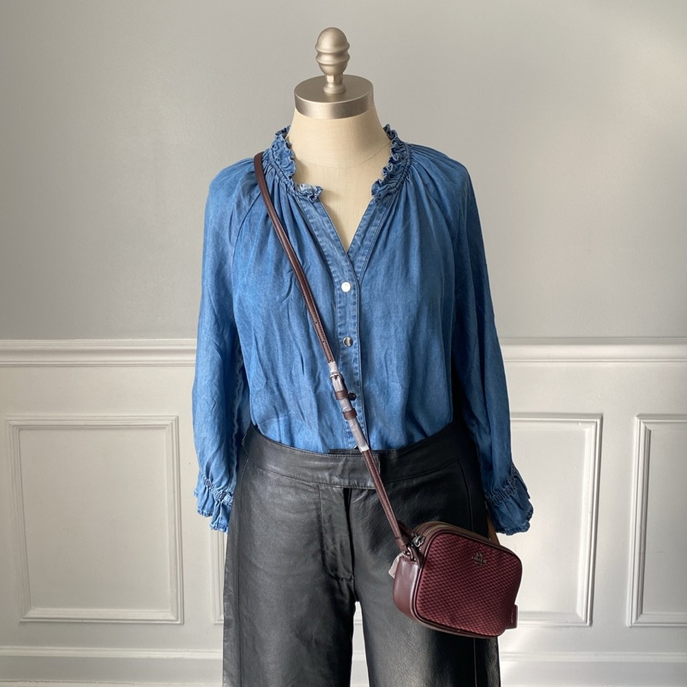For the Republic Ruffle Chambray Top